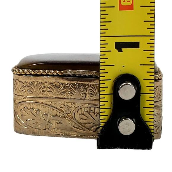 Antique Brass Engraved Pill Box Art Nouveau England XIX Century - Picture 6 of 6